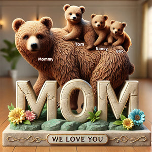 Bear Mom Acrylic Plaque Personalized Gifts For Mom 01hudt170425 - Shaped Plaques - GoDuckee