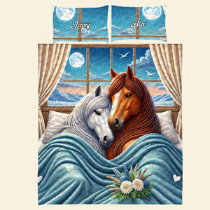 Personalized Gift For Horse Couples Quilt Bedding Set Special Line 03OHMH181224 - Blanket - GoDuckee