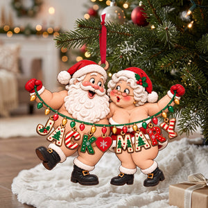 Name Art Fun Santa Couple Ornament - Personalized Christmas Gifts For Couples 02qhtn151026 - Ornament - GoDuckee
