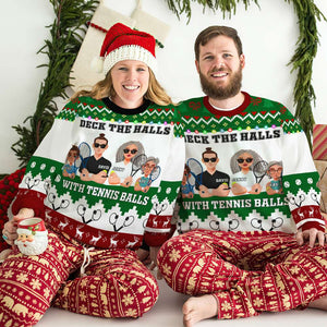 Personalized Gifts For Family Love Tennis, Christmas Ugly Sweater 03TOLU241024PA - AOP Products - GoDuckee