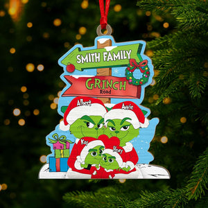 Personalized Gifts For Family, Green Monsters Family Wood Ornament Christmas 04XQLU291024 - Ornament - GoDuckee