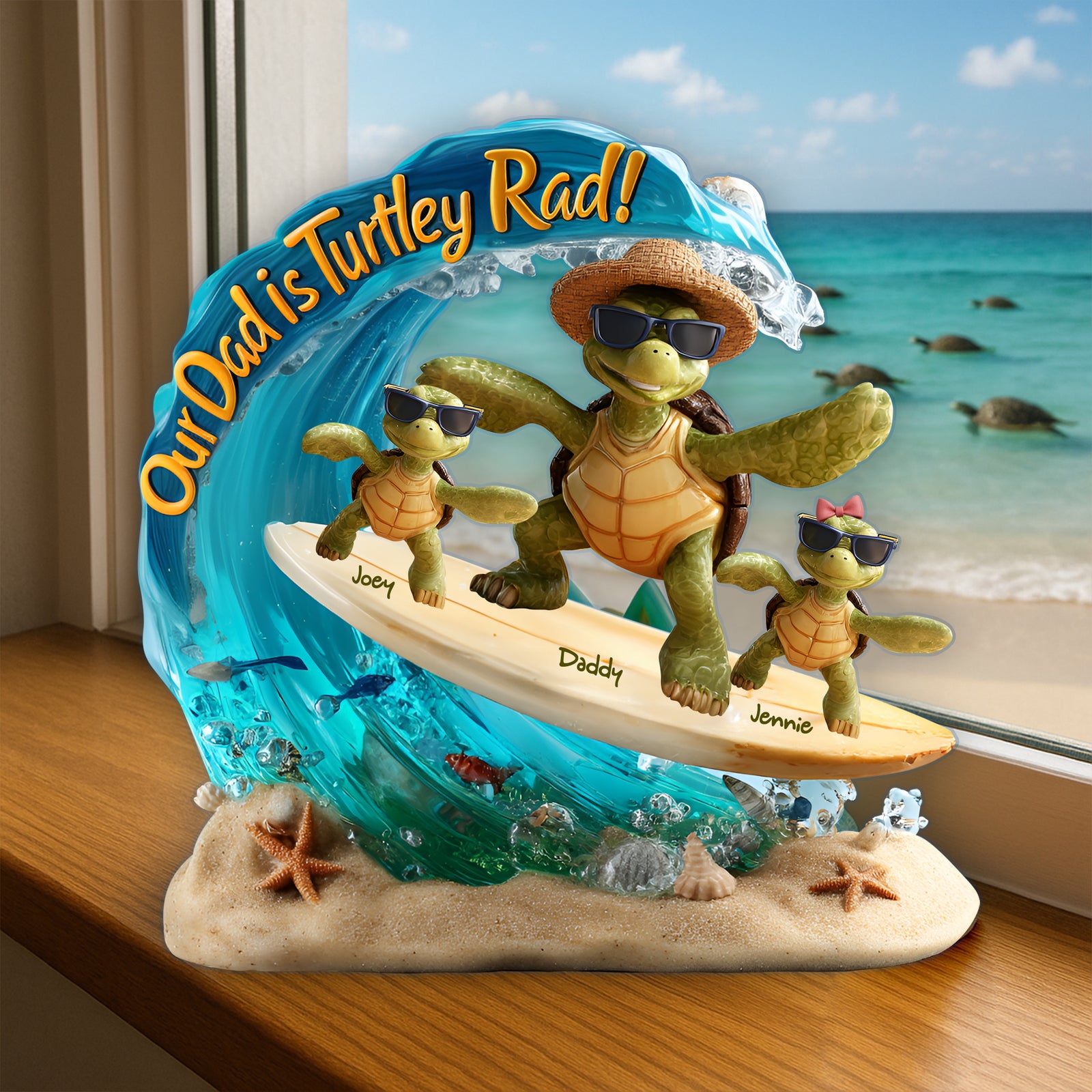 Turtle Dad Acrylic Plaque - Personalized Gifts For Father 04TGLU080525 - Shaped Plaques - GoDuckee