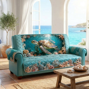 Sea Turtle Quilted Sofa Cover - Personalized Gifts 05KILU050226 - Sofa Cover - GoDuckee