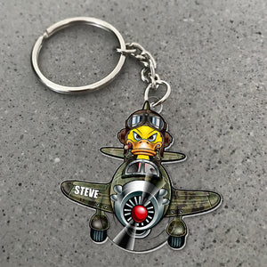 Gift For Fighter PIlot, Personalized Keychain, MIlitary Duck Keychain - Keychains - GoDuckee