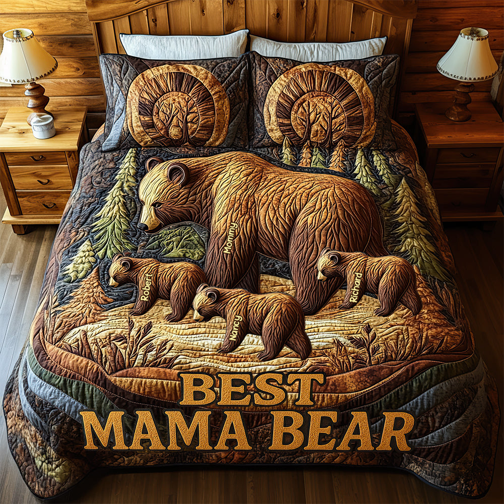 Personalized Gifts For Mom Quilt Bed Set, Best Mama Bear 04TGDT080425 - Blanket - GoDuckee