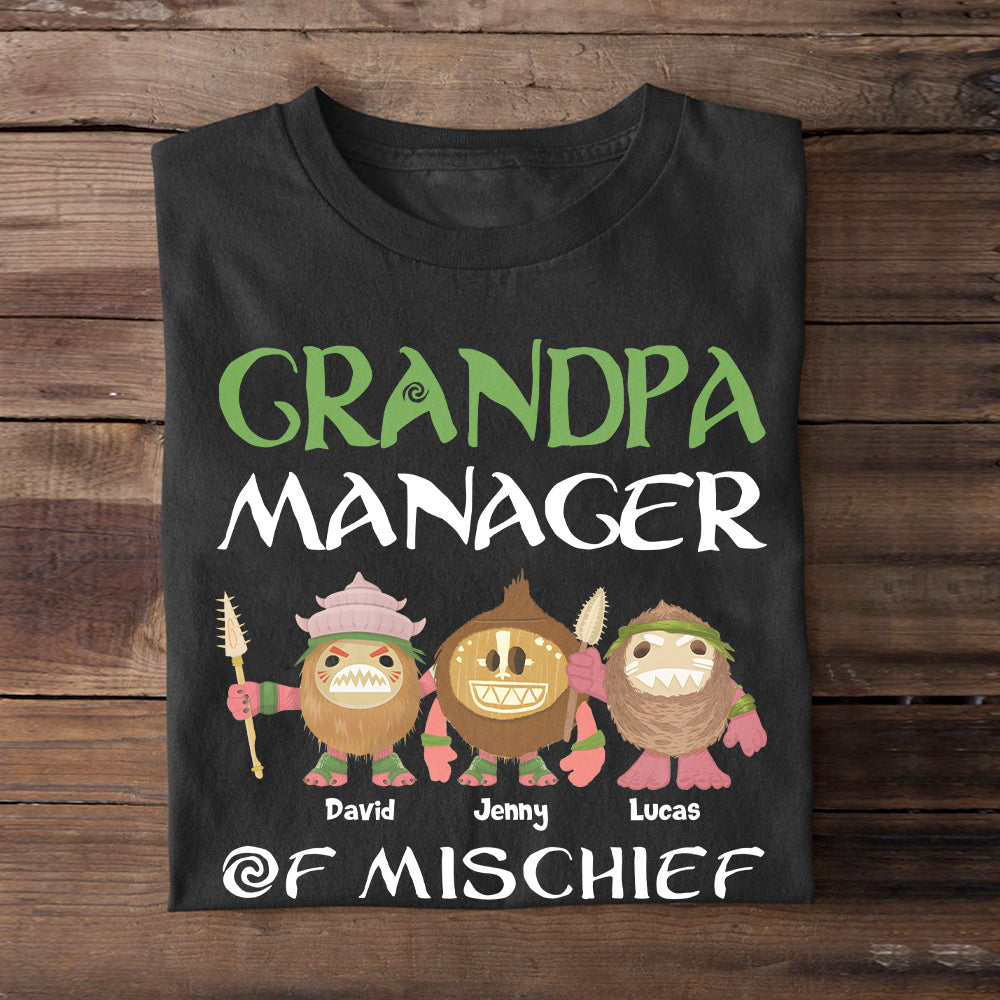 Grandpa Manager Of Mischief Shirt, Personalized Shirt, Gifts For Grandpa, Mischief Family Shirts, Funny Family Shirt, Creative Family Outfit - Shirts - GoDuckee