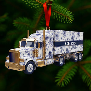 Elegant Semi Truck Ornament - Personalized Gifts For Truckers 01PGLU021025 - Ornament - GoDuckee