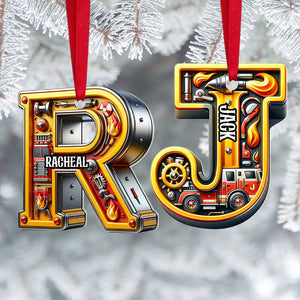 Custom Alphabet Letter Gifts For Fire Truck Lover Christmas Ornament 02xqtn241024 - Ornament - GoDuckee