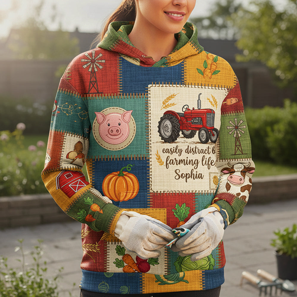 Rustic Patchwork Farm Hoodie - Personalized Gifts For Farmer 03KITA211125 - AOP Products - GoDuckee