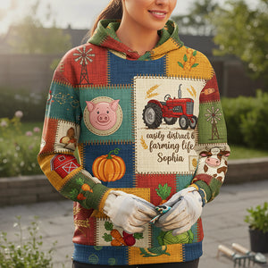 Rustic Patchwork Farm Hoodie - Personalized Gifts For Farmer 03KITA211125 - AOP Products - GoDuckee