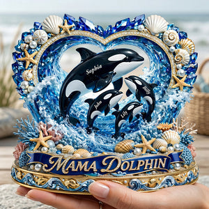 Mama Dolphin Acrylic Plaque - Personalized Gifts For Mother's Day 03tydt250326 - Shaped Plaques - GoDuckee