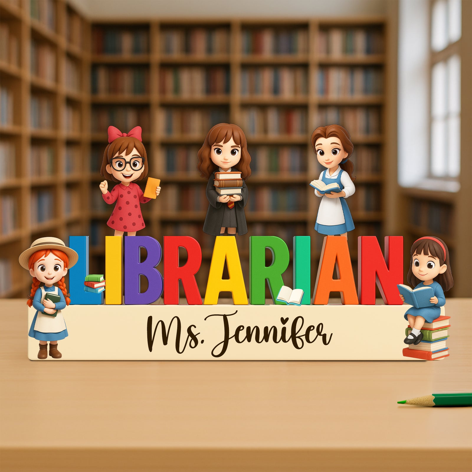 Book Characters Acrylic Plaque - Personalized Gifts For Librarian 02NALU080525 - Shaped Plaques - GoDuckee