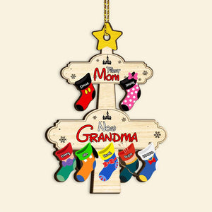 Personalized Gifts For Grandmas, Christmas Socks Wood Ornament 01OHMH091024 - Ornament - GoDuckee