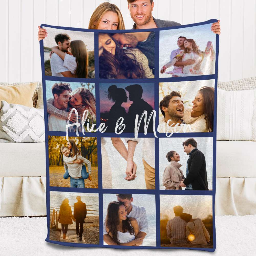 Custom Couple Photo Blanket, Couple Special Moments Photo, Gift For Lover - Blanket - GoDuckee