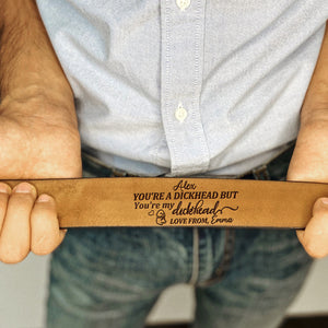 Personalized Gift For Him Secret Message Men's Belt 02ACPU230724 - Belts - GoDuckee