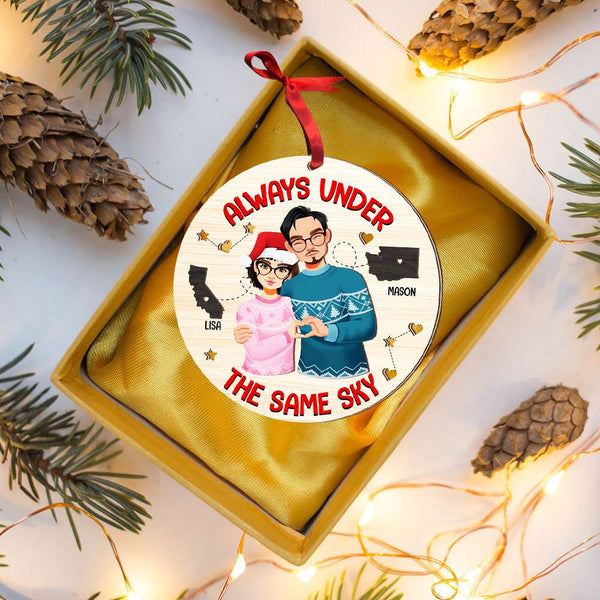 Couple Gift Two-Side Printed Ceramic Christmas Ornament Round Gift For 2024 Gifts For Couple