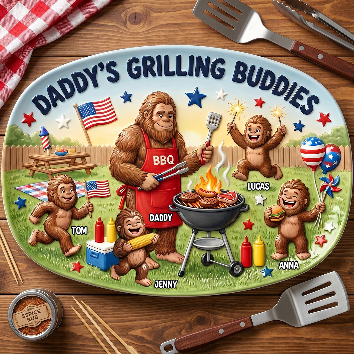Bigfoot Dad Grilling Plate - Personalized Gifts For Dads 02natn200526 - Plates - GoDuckee