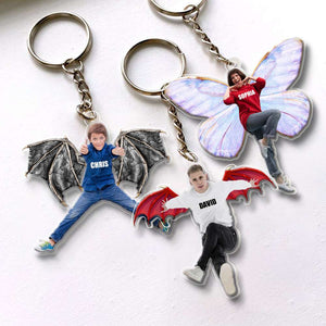 Custom Photo Gifts For Mom Keychain Flying Kids - Keychains - GoDuckee