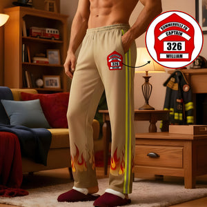 Firefighter Pajama Pants With Custom Shield, Personalized Gifts For Firefighters 03qhqn071125 - Pajama Pant - GoDuckee