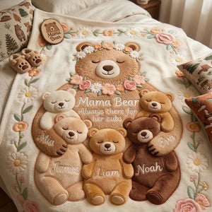 Mama Bear Blanket Personalized Gifts For Mom 01PGDT160326 - Blanket - GoDuckee