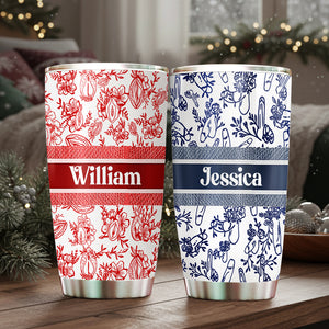 Playful Pattern Tumbler - Personalized Gifts For Couples 02LALU281025 - Tumbler Cup - GoDuckee