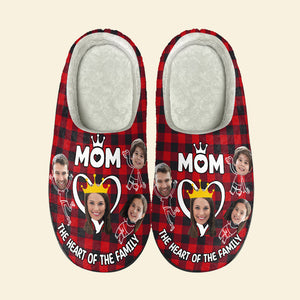 Mom - The Heart of The Family, Custom Family Face Home Slippers, Gift For Mom, Mother's Day Gifts - Shoes - GoDuckee