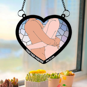 Personalized Gifts For Couple Suncatcher Window Hanging Ornament 034OHMH050624 - Ornaments - GoDuckee