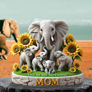 Elephant Mom Plaque - Personalized Gift For Mom 01HUTN190425 - Shaped Plaques - GoDuckee