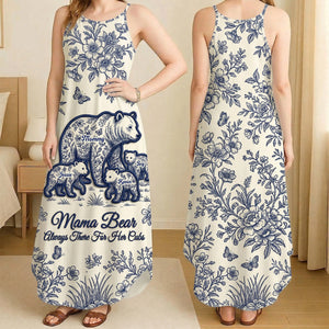 Toile De Jouy Bear Mom Dress - Personalized Gifts For Mother's Day Suspender Maxi Dress 01NATA250326 - Dress - GoDuckee