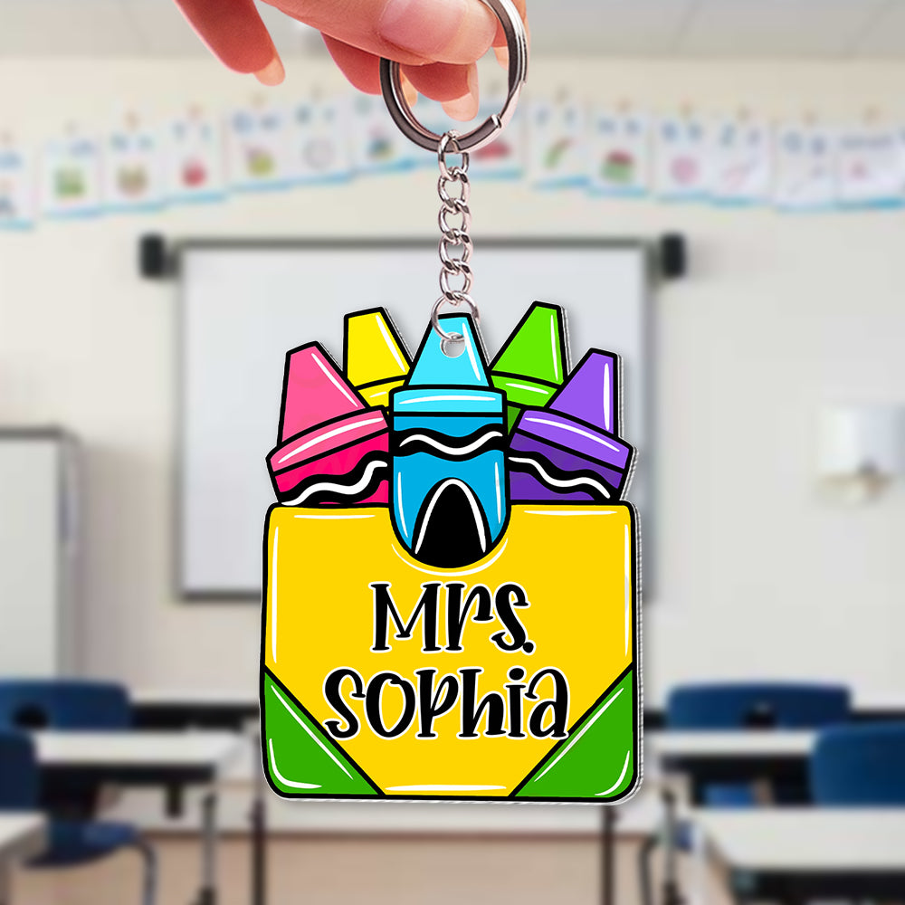Personalized Colored Crayon Keychain Gift For Teacher - Keychains - GoDuckee