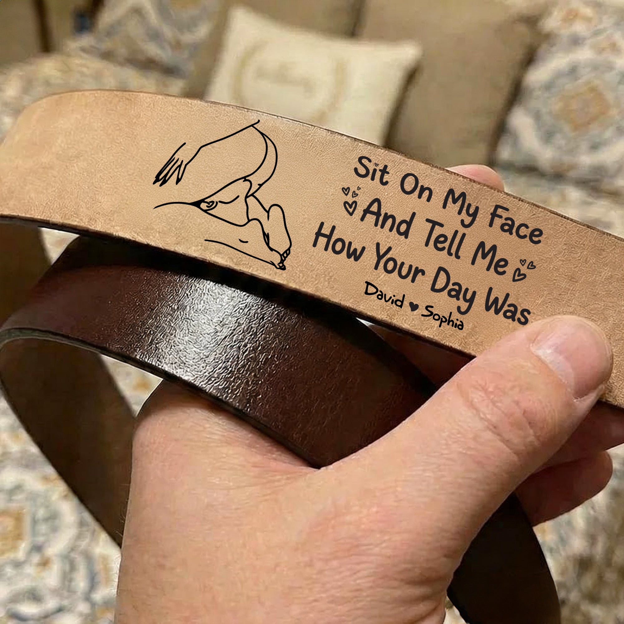 Naughty Couple Secret Message Men's Belt - Personalized Gifts For Him 02hulu120226 - Belts - GoDuckee