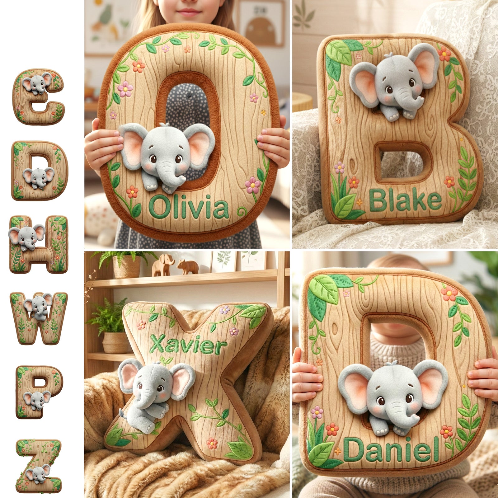 Elephant Alphabet Letters Pillow – Personalized Gifts For Elephant Lovers 02humg101225 - Pillow - GoDuckee