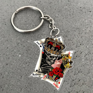 Gift For Couple, Personalized Keychain, King And Queen Skull Couple Keychain 02QHPO050723 - Keychains - GoDuckee