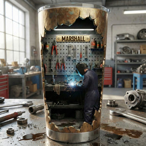 Hard At Work Welder Tumbler - Personalized Gift For Welders 05KIMG301225 - Tumbler Cup - GoDuckee