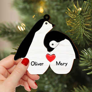 Personalized Gifts For Couple, Christmas Penguin Wood Ornament 02NATN210924 - Ornament - GoDuckee