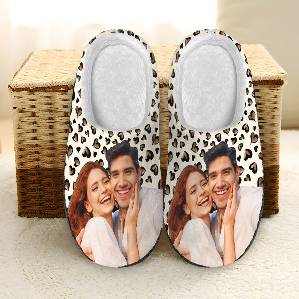 Smiling Couple Photo, Personalized Home Slippers, Gifts For Couple - Shoes - GoDuckee
