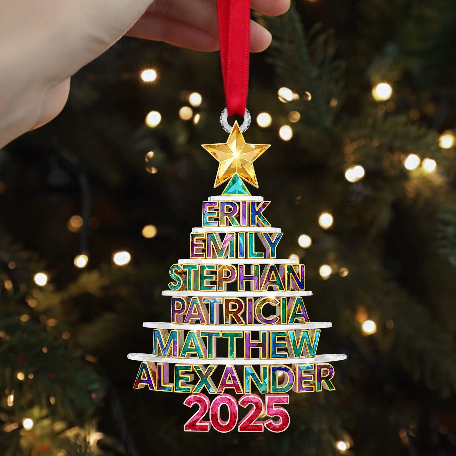 Christmas Tree Family Name Ornament Personalized Gifts For Family 03NALU161025 - Ornament - GoDuckee