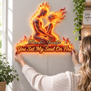 Eternal Flame Couple LED Wall Sign - Personalized Gifts For Couples 07HUDT250726 - Led Wall Sign - GoDuckee