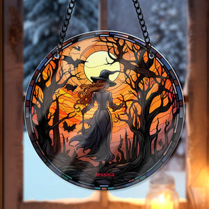 Personalized Gift For Witch Lovers, Halloween Suncatcher Ornamnent 92ACQN270824 - Ornament - GoDuckee