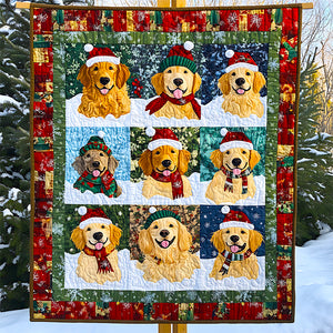 Golden Retriever Dog Christmas Quilt Bed Set Gifts For Dog Lovers 06HUDT041124 - Blanket - GoDuckee