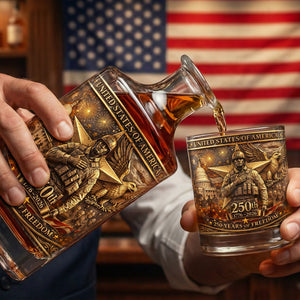 Anniversary Veteran Decanter Set - Personalized Gift For Military Decanter Set 01TOQN280226 - Bottle - GoDuckee