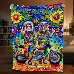 Personalized Gifts For Couple, Hippie Couple Blanket 01ACDT050924 - Blanket - GoDuckee