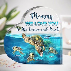 Turtle Mom Personalized Gifts For Mom Heart Plaque We Love You To The Ocean And Back - Shaped Plaques - GoDuckee