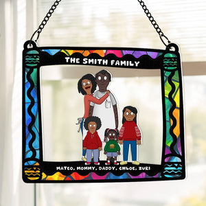 Personalized Gifts For Family Window Hanging Suncatcher Ornament Cartoon Family 01ACDT110225HG - Ornament - GoDuckee