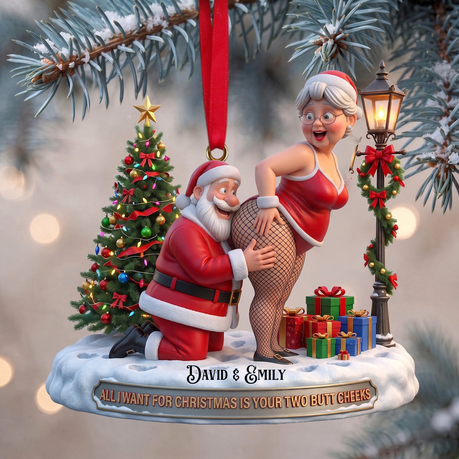 Naughty Old Couple Christmas Ornament - Personalized Gifts For Couple 07ohlu230926 - Ornament - GoDuckee
