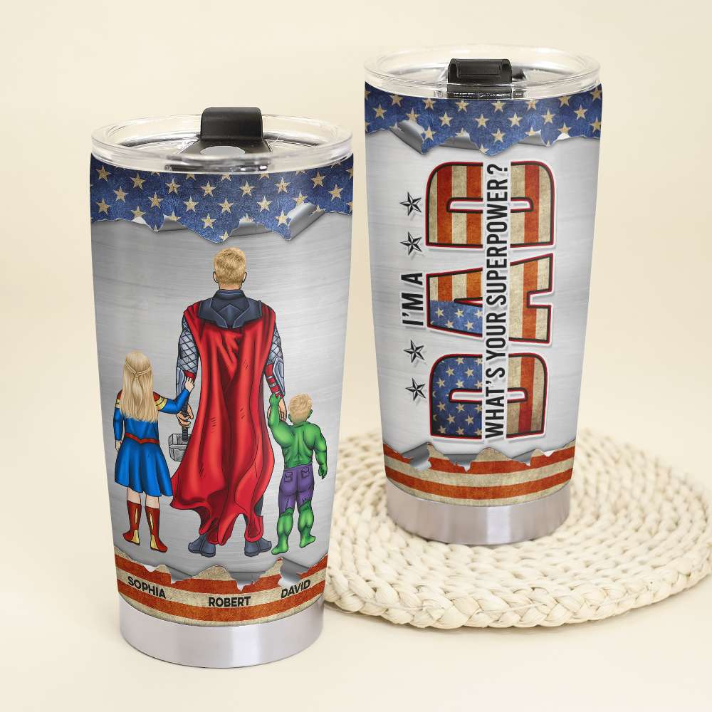 Family Dad Superpower, Gift For Father's Day, 08DNQN270423TM Personalized Family Tumbler - Tumbler Cup - GoDuckee