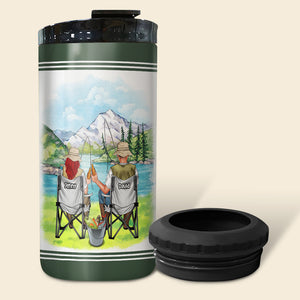 You Are The Rod To My Reel Personalized Fishing Couple 4 In 1 Can Cooler Tumbler Gift For Couple - Can Cooler - GoDuckee