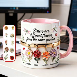 Birth Flowers Coffee Accent Mug - Personalized Gifts For Sisters 02NAMG261225 - Coffee Mug - GoDuckee