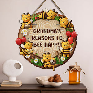 Adorable Little Bees Wood Sign - Personalized Gifts For Grandma 03OHLU300525 - Wood Sign - GoDuckee