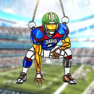 Football Player Suncatcher Ornament - Personalized Gifts For Football Lovers 04ohqn120725 - Ornament - GoDuckee